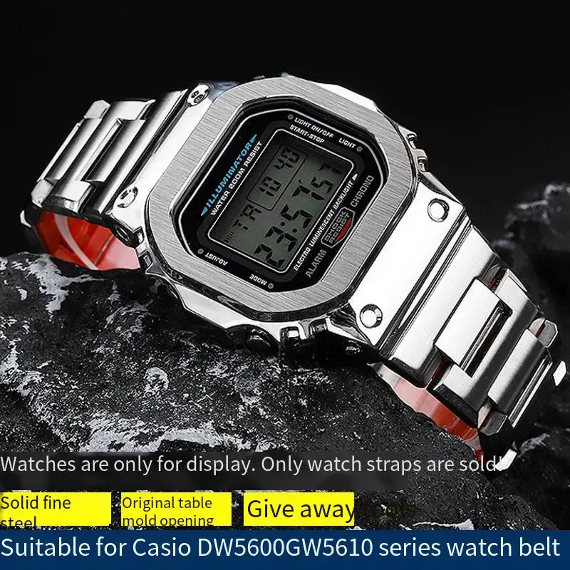 Mod kit DW5600 New Case+Strap 3229 for G-SHOCK Casio DW-5600 GW-B5600 Personalized Modified Stainless Steel watchband Red Bottom