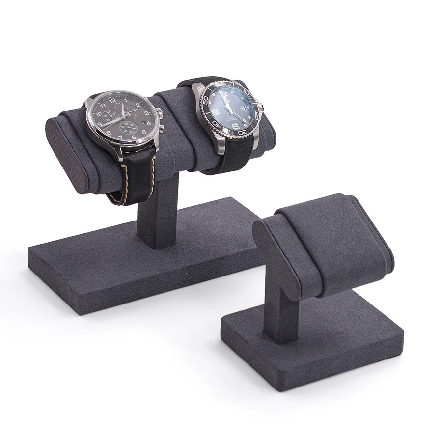 Black Velvet Watch Display Stand Single & Dual Watch Holder Anti-Scratch Jewelry Organizer for Retail Home Showcase image 4