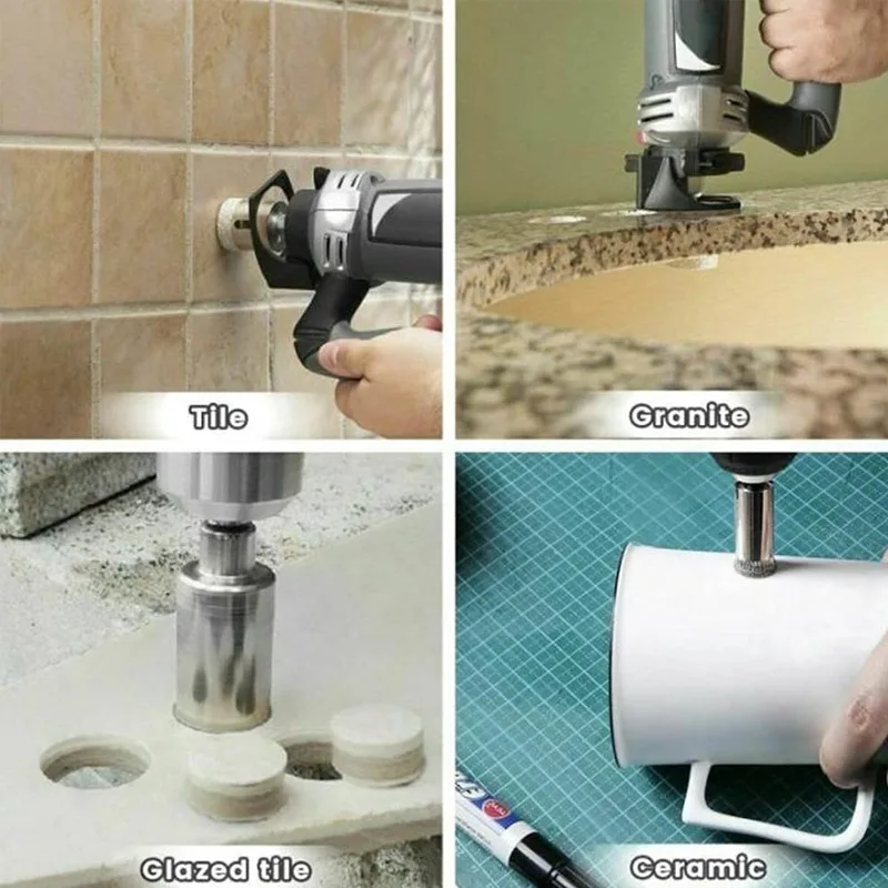 Imagem -06 - Acessórios de Broca Revestidos a Diamante Buraco Saw Cortador de Granito de Vidro Abridor Bits para Ferramentas Elétricas Ferramenta de Broca mm 10 Pcs por Conjunto