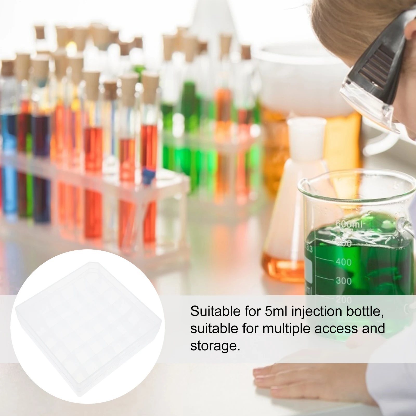 

5ml 36 Compartments Sample Vial Box Plastic Small Bottle Case Medicine Holder Storage Solution for Injection Bottles