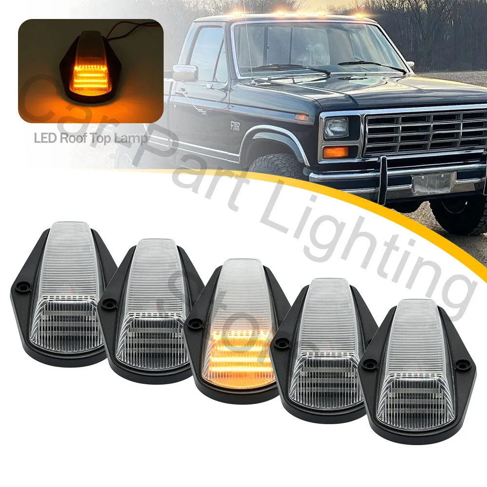 5pcs Led Cab Roof Lamps Housing Light Kit Front Lamp Yellow/White For Ford F-150 Ford F-250 F-250HD F-350 F-Super Duty 1988-1996