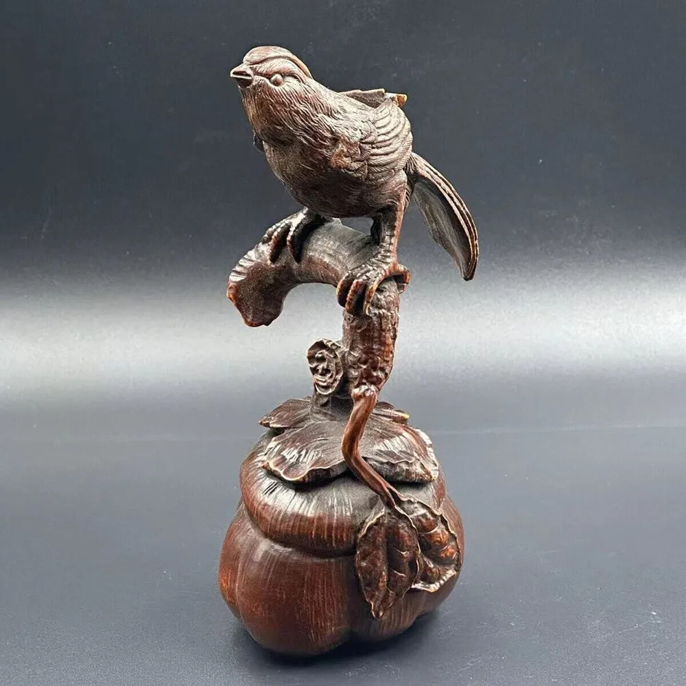 

Chinese Antique Boxwood Carved Magpie Statue Exquisite Sculpture Home Decor Art