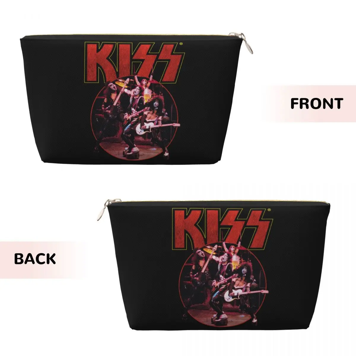 Custom Kiss Rock Metal Band Travel Toiletry Bag for Women Cosmetic Makeup Bag Beauty Storage Dopp Kit