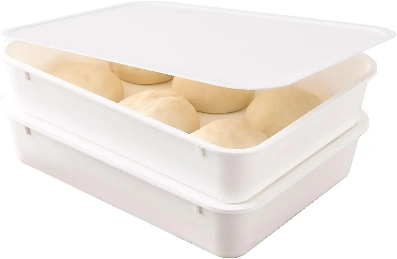 

2-Pack Pizza Dough Proofing Box with Lids, Expandable Storage Container for Bread and Food