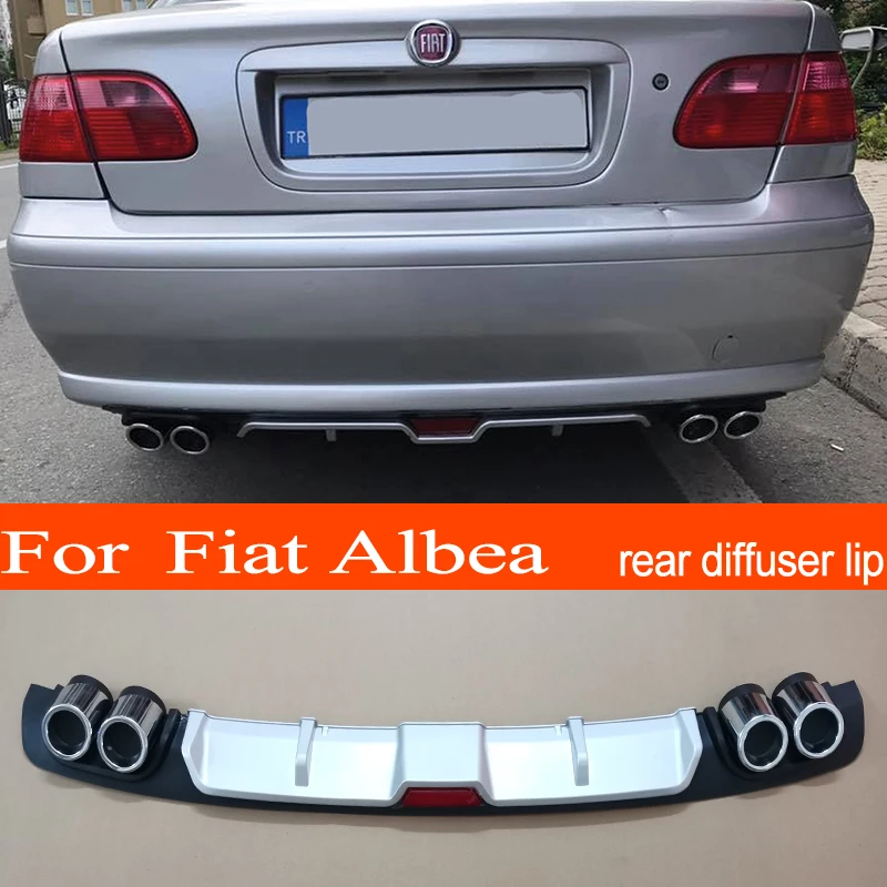 Albea ABS Plastic Silver / Black Car Rear Bumper Rear Diffuser Spoiler Lip for Fiat Albea