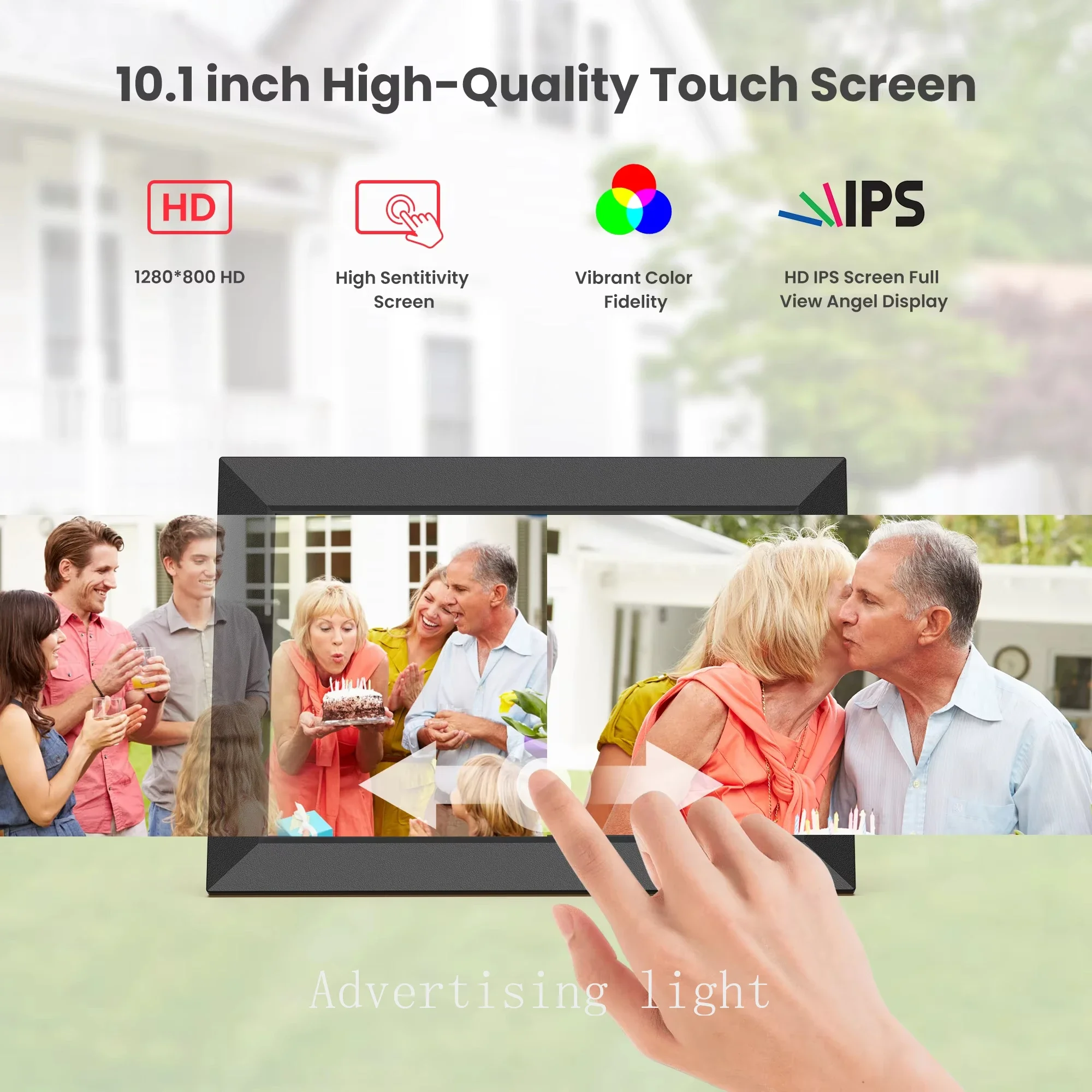 Digital Picture Frame10.1 Inch 16/32G WiFi Photo Frame 1280x800 HD Touch-screen Auto Rotation Photo Sharing Via APP Decorative