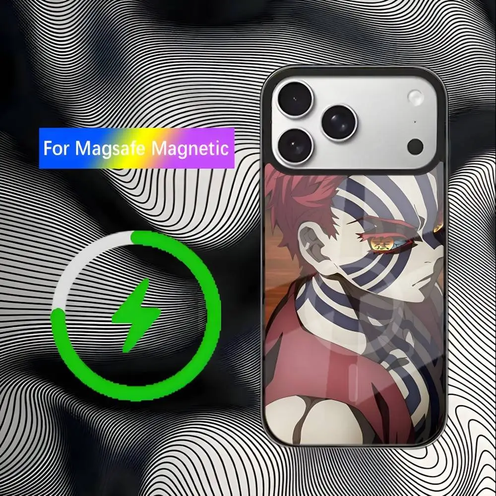 حافظة هاتف Akaza D-Demon S-Slayer لهاتف iPhone 17,16,15,14,13,12,11,Pro,Max,Plus,Mini,SE4,E شحن لاسلكي مغناطيسي Magsafe