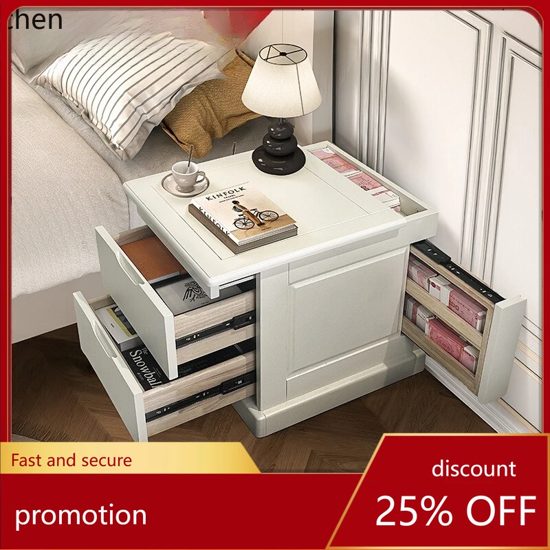 HT double hidden compartment double drawer large capacity bedside storage new Chinese bedside table