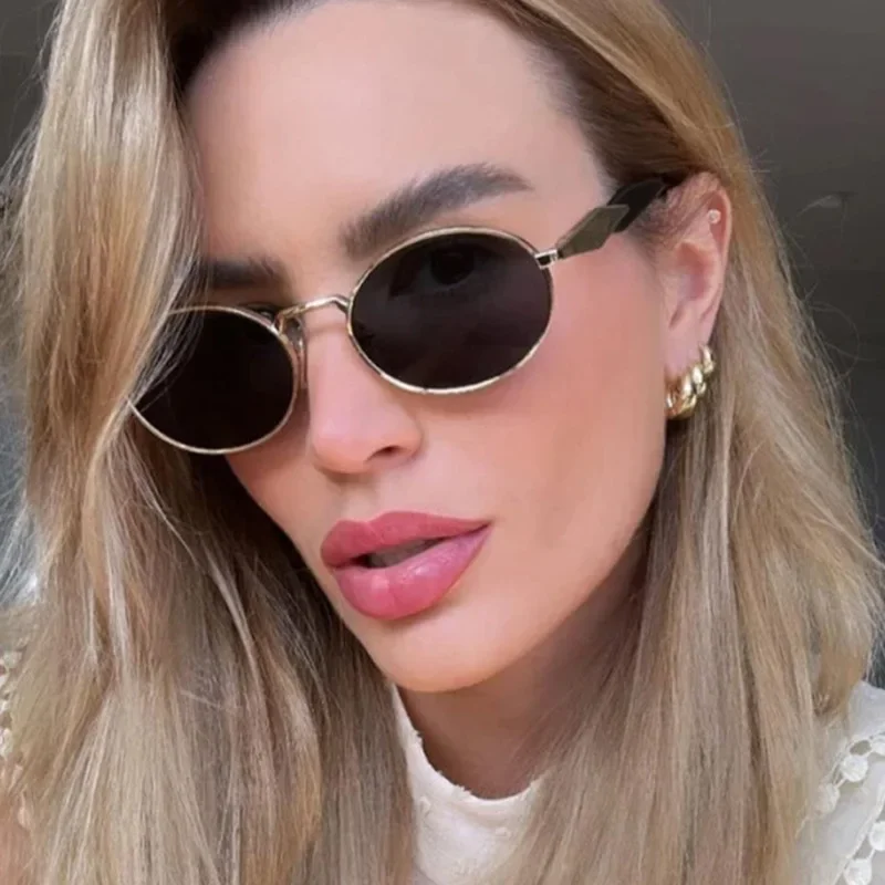 New 2024 Luxury Designer UV400 Sunglasses Women Men Trendy Oval Sun Shade Glasses Ladies Vintage Small Round High Quality Goggle