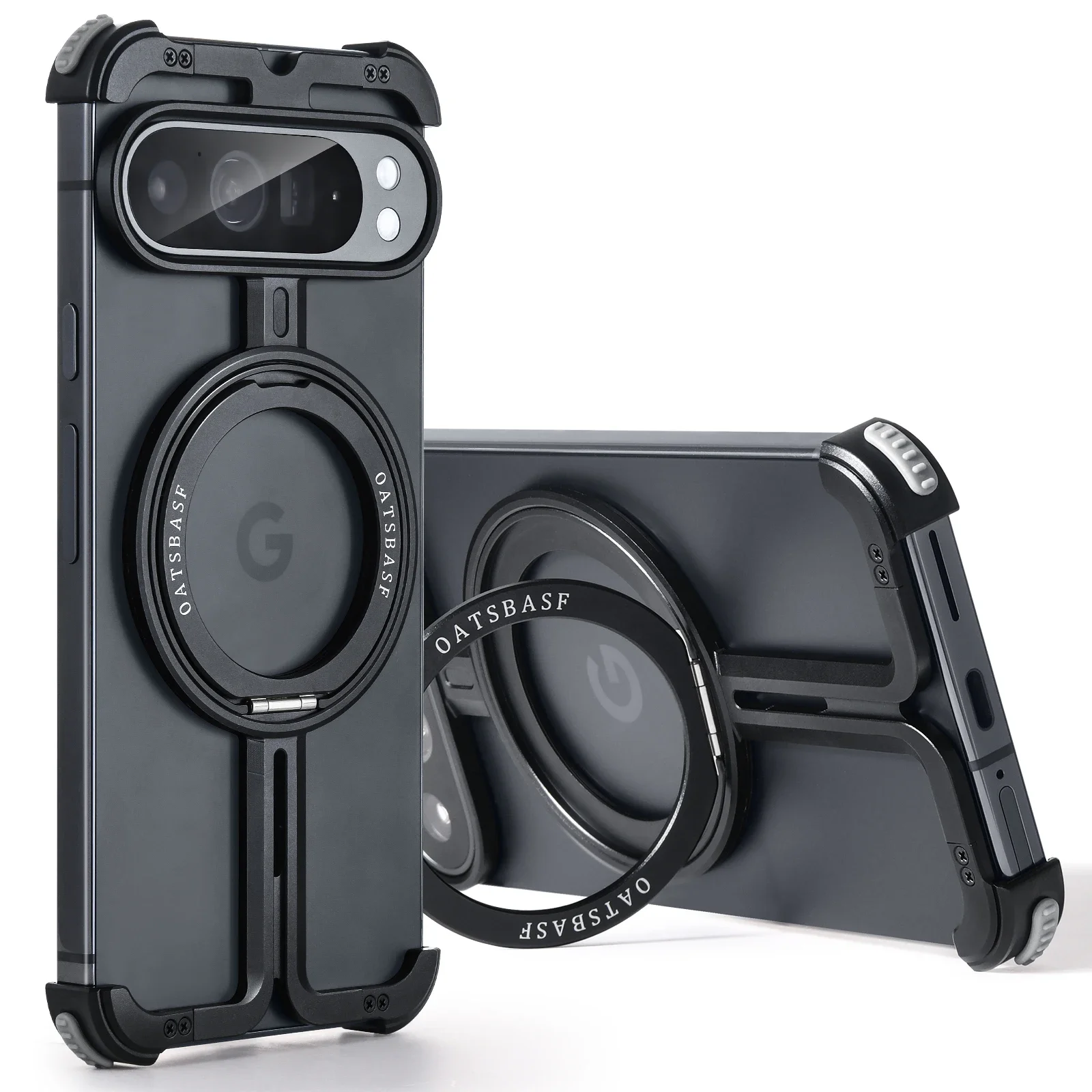 

For Google Pixel 9 Pro Xl Phone Case Compatible With Magsafe 360°rotated Ring Kickstand Shockproof Protective Metal Cover