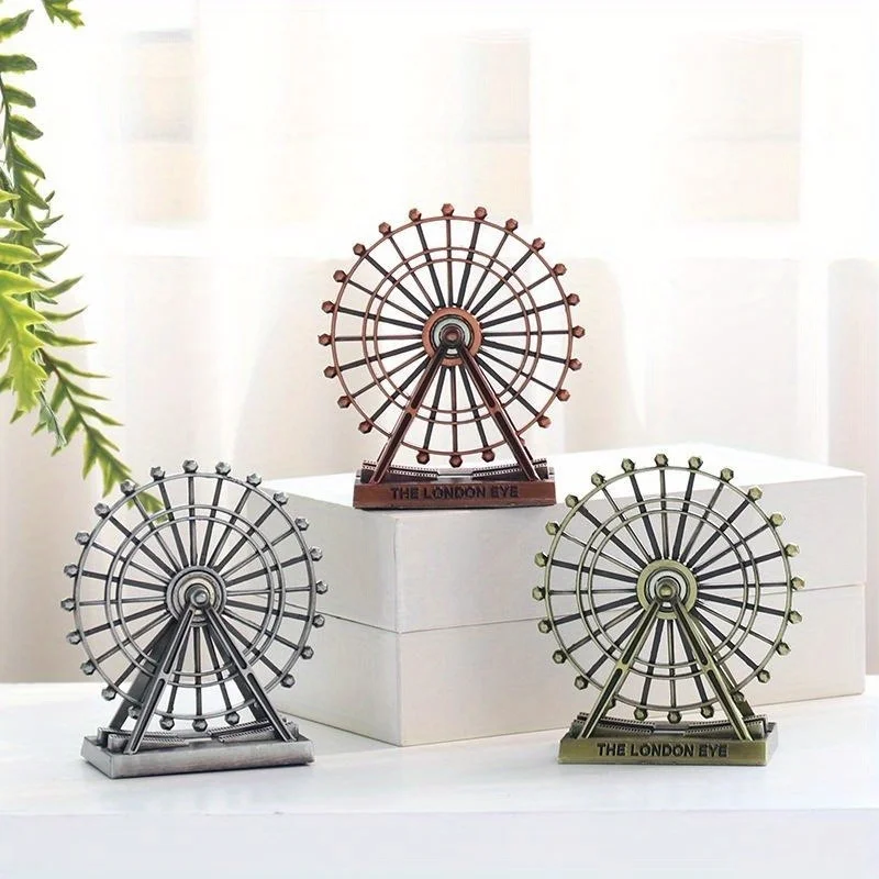 Europäischen Stil Retro Zink-legierung Riesenrad Ornamente Kreative Hause Rotierenden Metall Dekoration Riesenrad Einrichtung