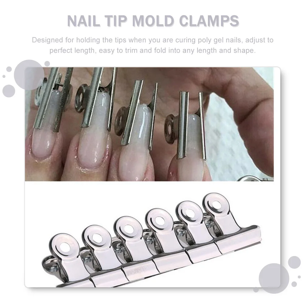 

12pcs Nail Extension Clips Metal Manicure Fixing Clip For Nails Diy Home Use Nail Art Tools Tip Mold Clamps