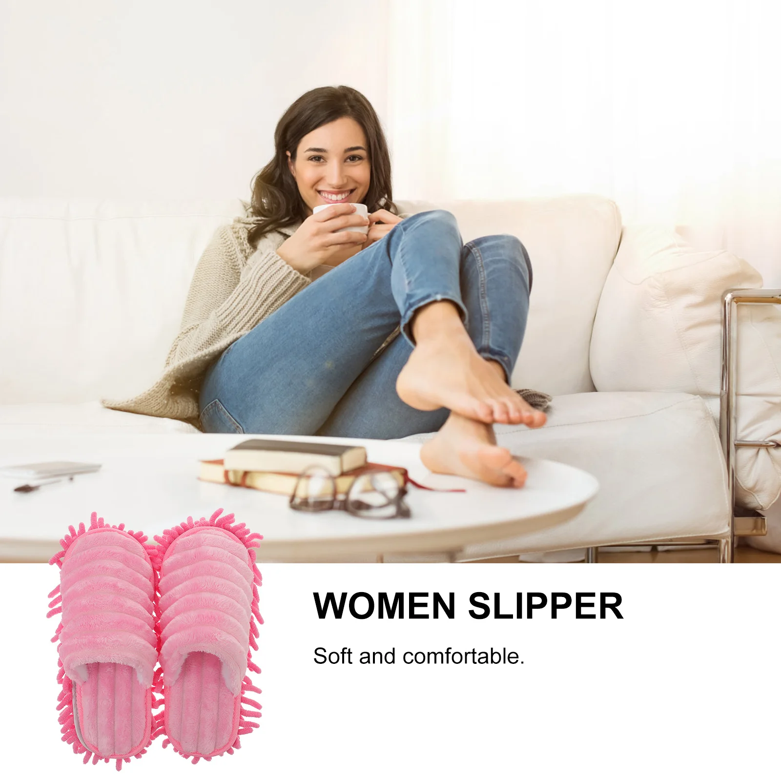 

Fuzzy Slippers for Women Lazy House Woman Foot Mopping Dust Collector Floor Cleaning