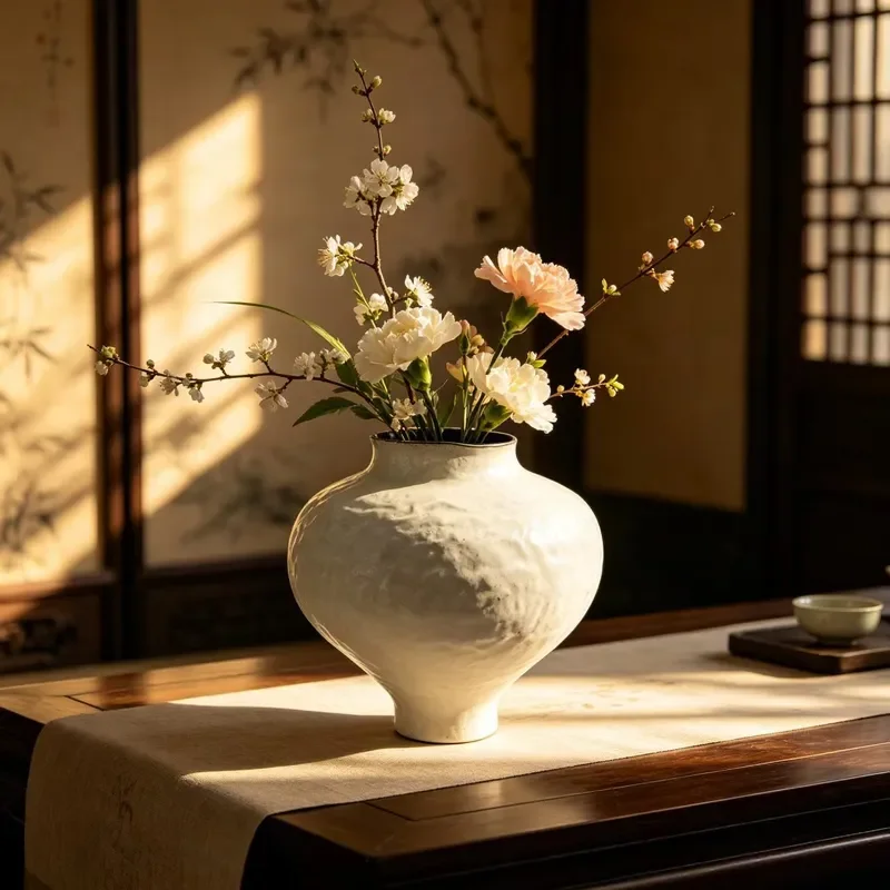 Jingdezhen Wabi Style Retro Ceramic Vase New Chinese Style Antique Flower Arrangement for Living Room Tea Room B&B Hotel