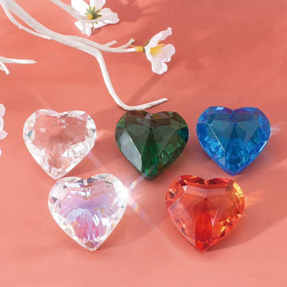 Colorful Crystal Charming Heart Shape Sun Catcher Chandelier Parts for Home Curtain Decor  Decoration DIY Jewelry Making