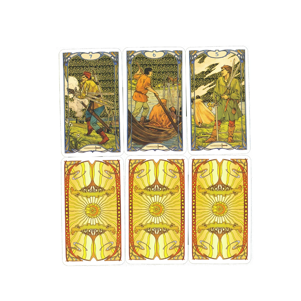 Golden Art Nouveau Tarot Cards and Guidbook English Tarot Cards.Spanish Tarot.Portuguese Tarot.French Tarot