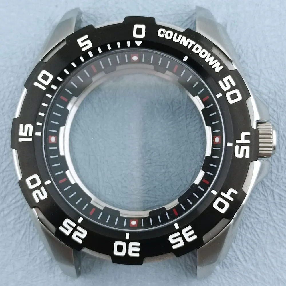 44mm NH35 Watch Case Stainless Steel Sapphire Crystal Glass Transparent Back for NH35A NH35 Movement Gear Case