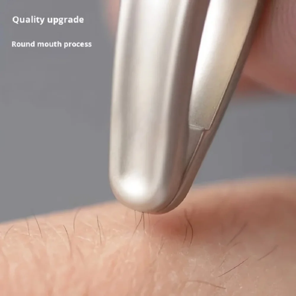 Stainless Steel Round-nosed Eyebrow Clips for Precision Beard and Mustache Trimming Gentle on Light Beige Round Head Tweezers