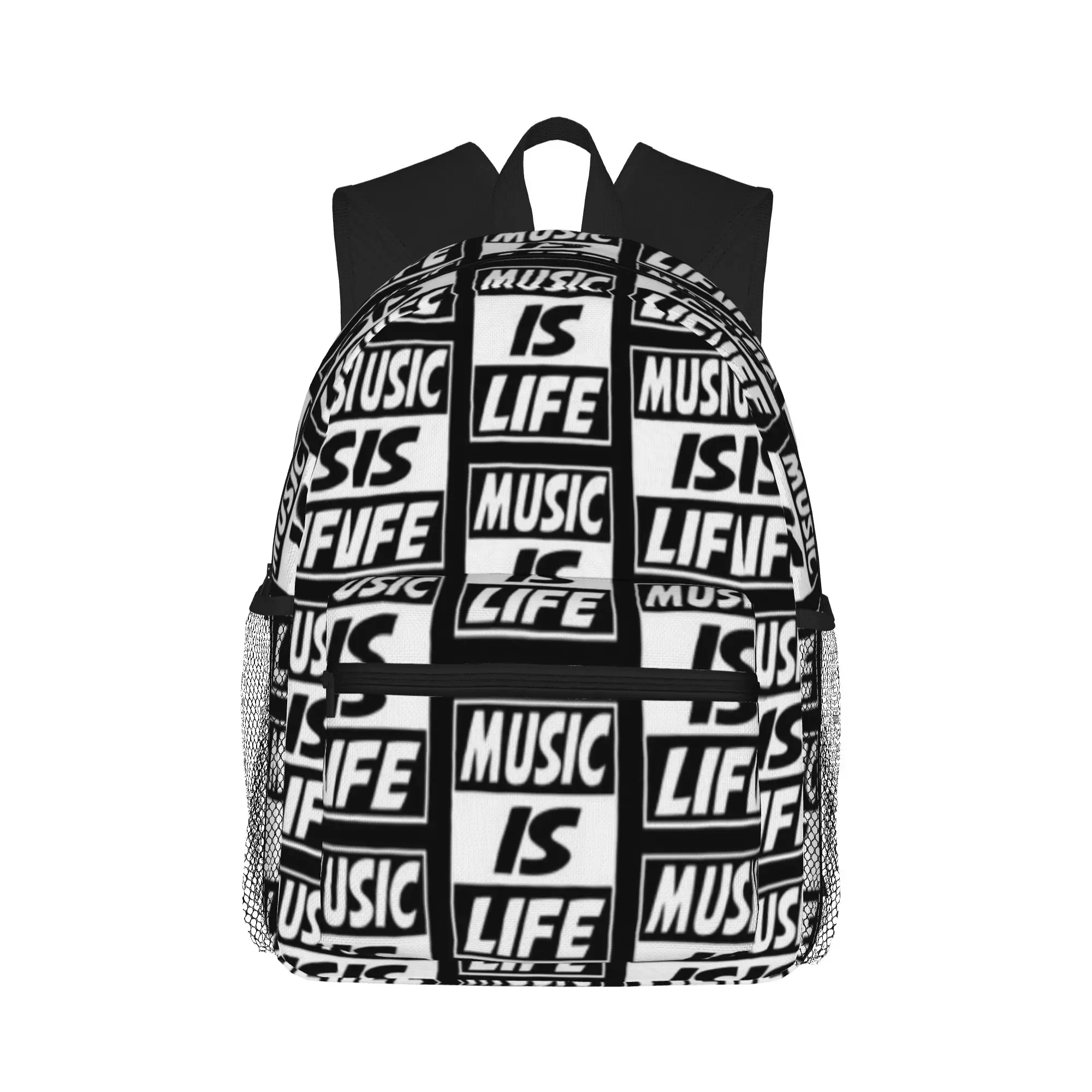 Music is life text  Casual Backpack for Students and Adults Feminina backpack
