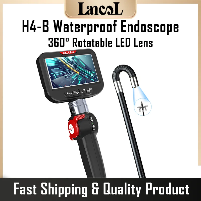 

H4-B Waterproof Endoscope for Car Inspection Automotive Industrial Endoscope with 1080P HD Screen 360° Rotatable LED Lens