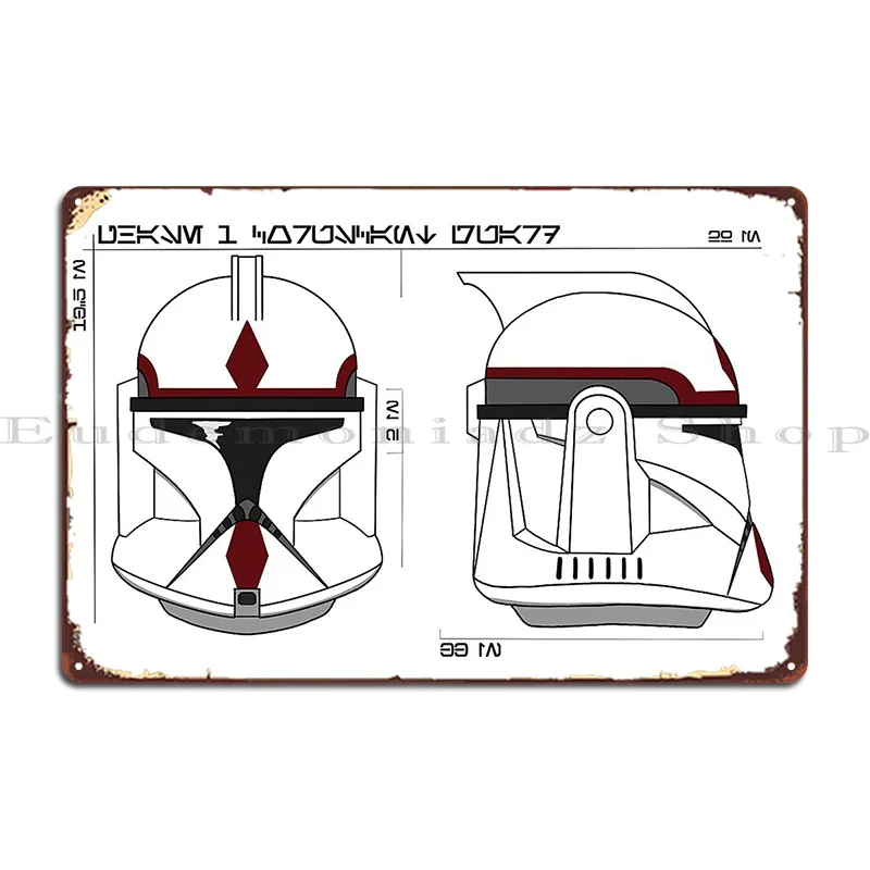 Phase 1 Coruscant Guard Clone Helmet Blueprint Metal Plaque Poster Wall Decor Wall Decor Design Wall Cave Tin Sign Poster