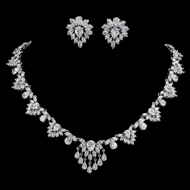 Luxury Bridal Wedding Jewelry Sets earing and necklace set fashion jewelry sets