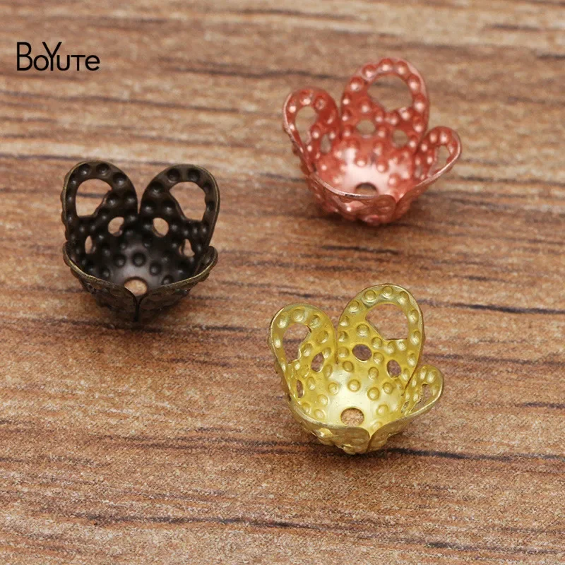 BoYuTe-Matériaux de bijoux à bricoler soi-même, 200 pièces/lot, 8mm, bouchons de perles de fleurs en laiton Filig123