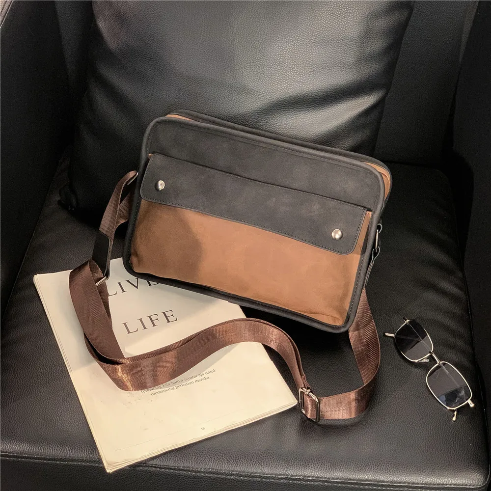 Vintage Herren-Umhängetaschen Luxus Rechteckige Schultertasche für Männer Weiche Leder-Umhängetasche Modische Messenger-Taschen Herren Bolsos – Detail 1