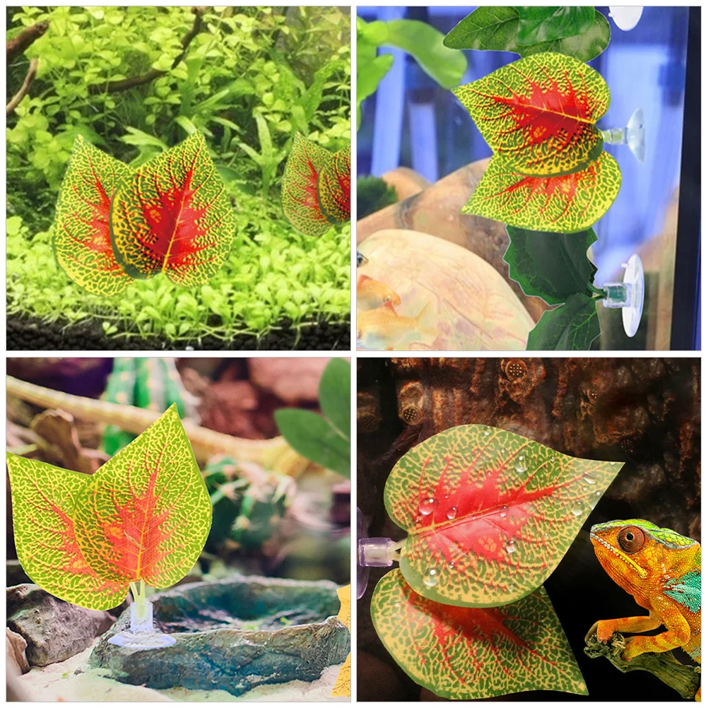 

4pcs Purple Perilla Leaf Decor For Reptile Tank Fish Aquarium Terrarium Simulation Plants Fake Plant Supplies Decorative