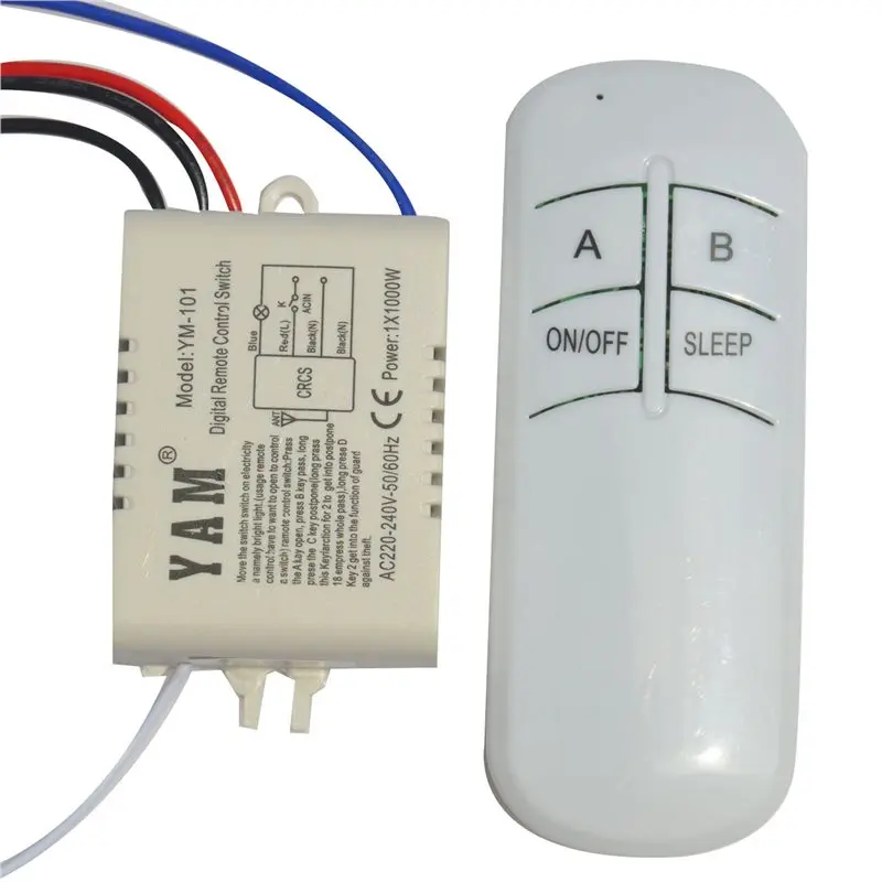 5X Wireless On/OFF 1 Way 220V Lamp Remote Control Switch Receiver Transmitter Controller Lamp Home Replacements Parts