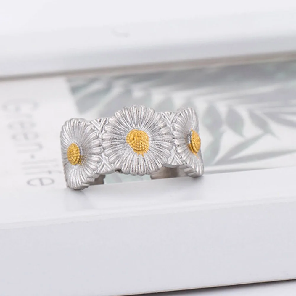 New Fashion Daisy Ring Opening Adjustable Ring Retro Men And Women Small Daisies Open Ring Used For Banquet Holiday