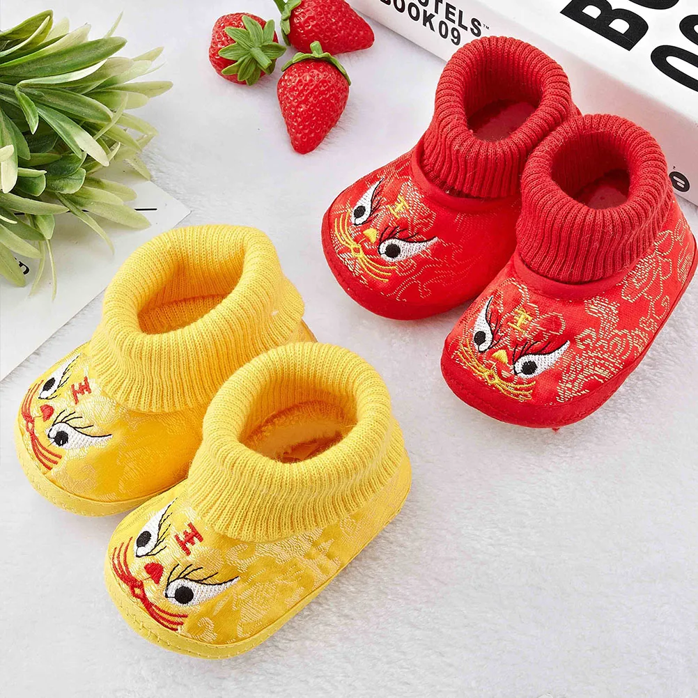 

Warm Shoes Cartoon Embroidered Footwear Sock Shoes Newborn Short Boots Tiger head Winter Autumn Girl