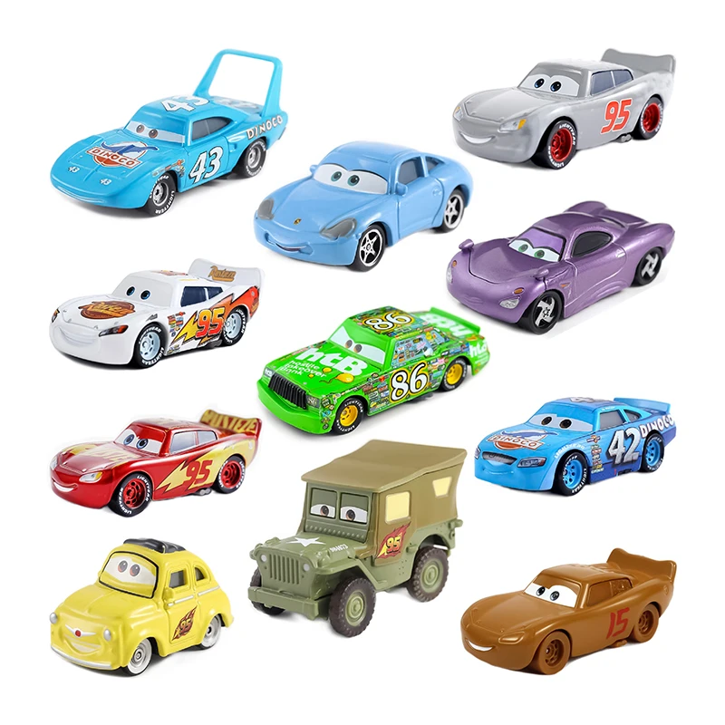 Cars Anime Figures The King Lightning McQueen Sally Chick Hicks Luigi Disney Pixar Metal Model Racing Car Toys Children\'s Gifts