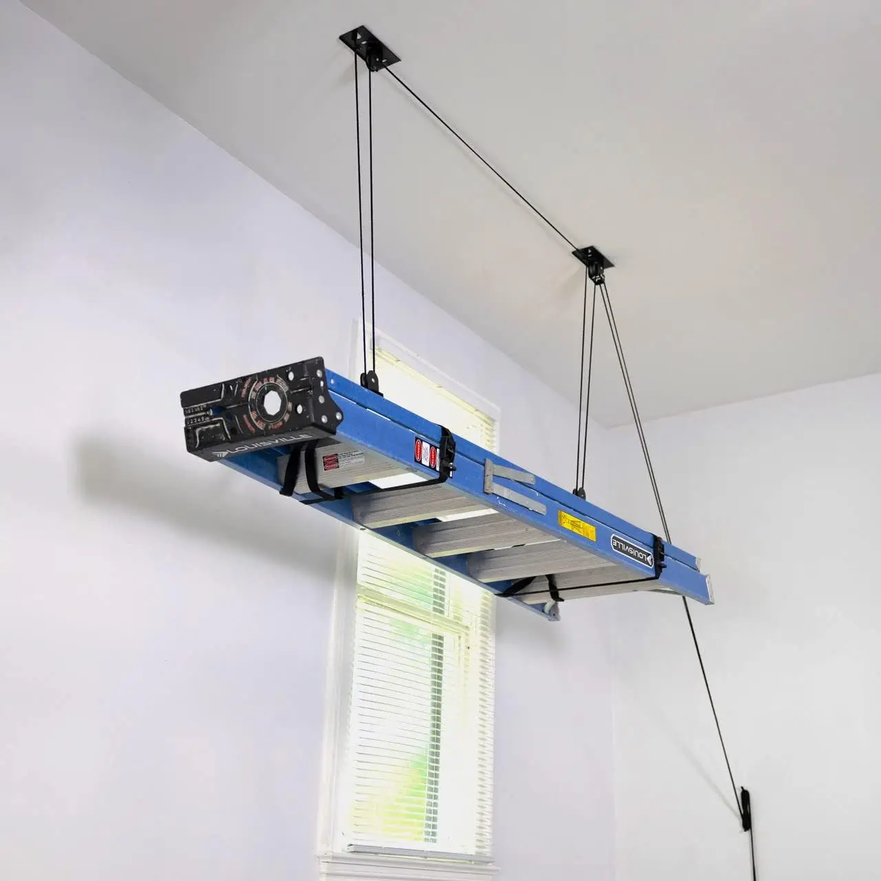 

Ladder Storage Ceiling Pulley System, Garage Mount Hoist, Heavy Duty Hanging Organizer Holds 150 lbs-Hot Sale