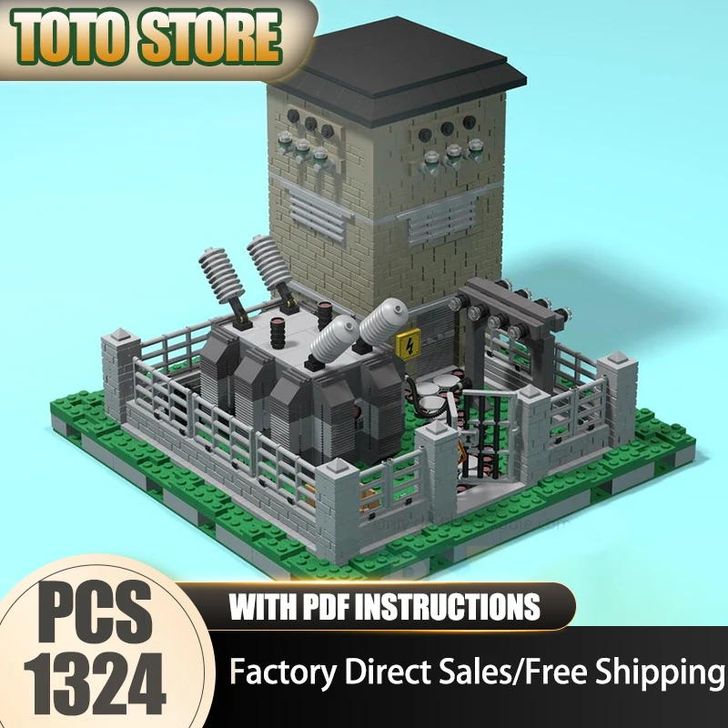 

Moc Building Blocks Modular Italian-Style Electrical Station Model Technology Brick DIY Assembly Construction Holiday Toy