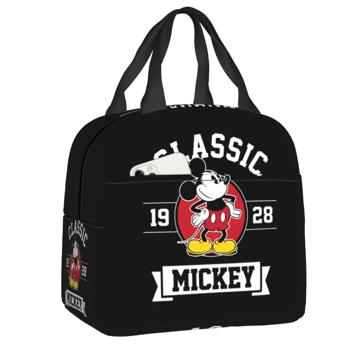 

Custom Mickey Mouse Insulated Lunch Box for Women Portable Thermal Cooler Lunch Bag School Picnic Food Container Tote Bags