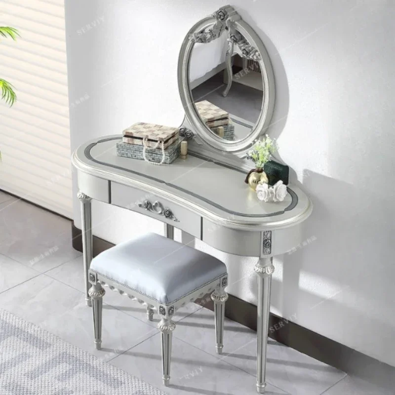 Luxury Drawers Dressing Table Wooden Makeup Princess Mirror Dressers Hotel Modern High End Tocador Para Dormitorio Furniture