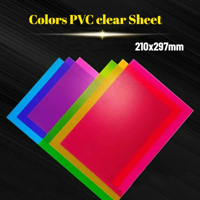 5pcs A4 210x297mm Vivid Colors PVC Translucent Plate Colorful Sheet Polycarbonate Frosted Plastic Thin Board Thickness 0.3/0.5mm