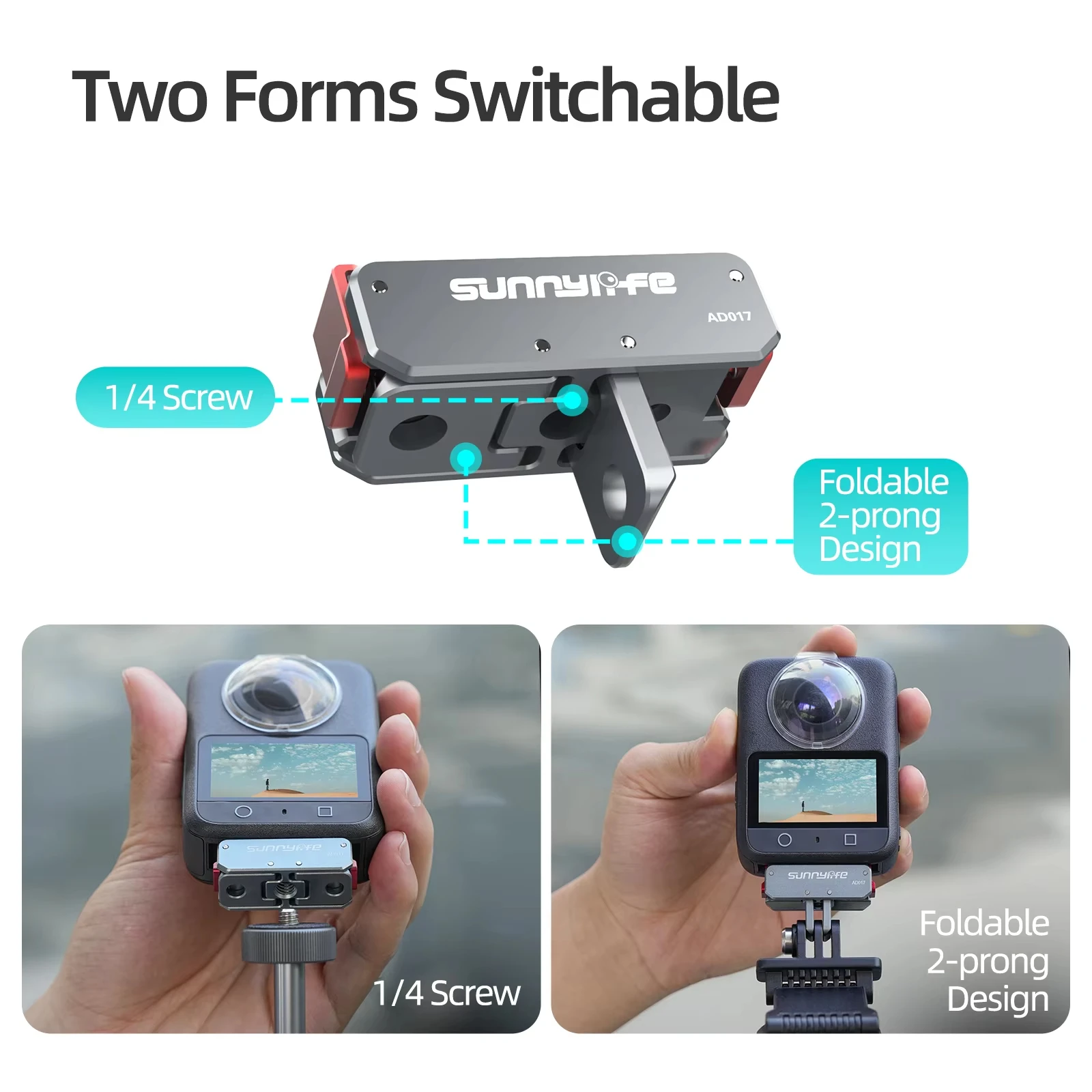 Adaptador magnético de liberação rápida de metal para dji osmo nano/360/action 5pro/4/3, montagem dobrável, acessório de extensão de tripé para capacete de bicicleta