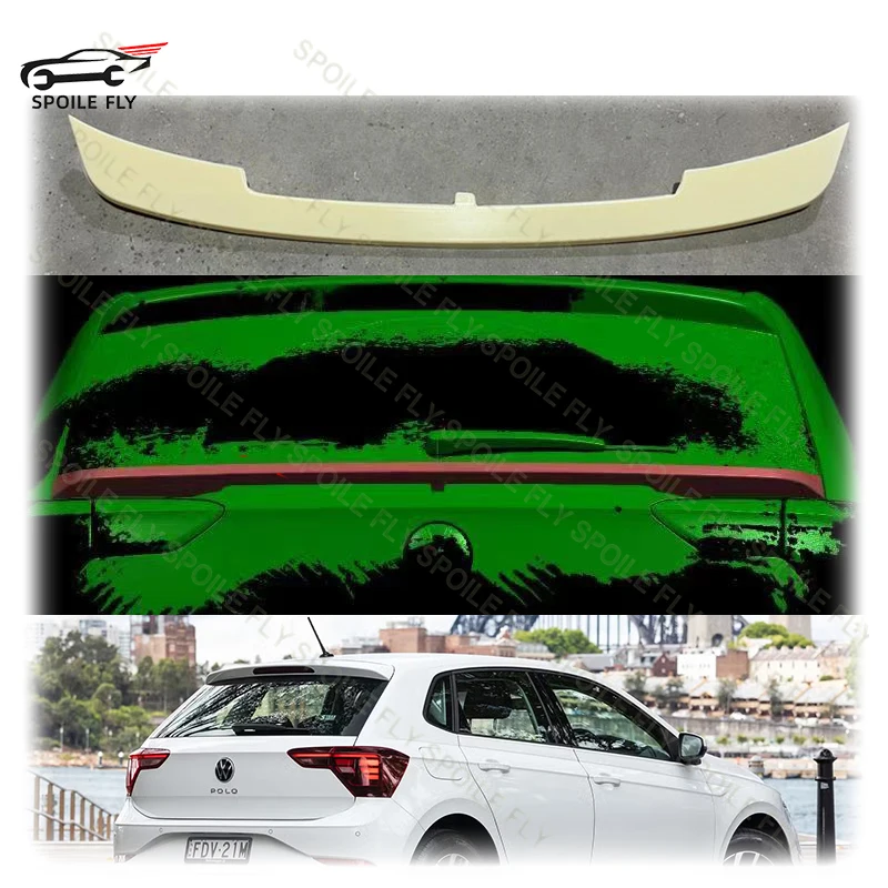 

High Quality ABS Middle Spoiler Glossy Black Carbon Fiber Look For VW Volkswagen New Model Polo 2019 2020 2021 2022 2023 2024