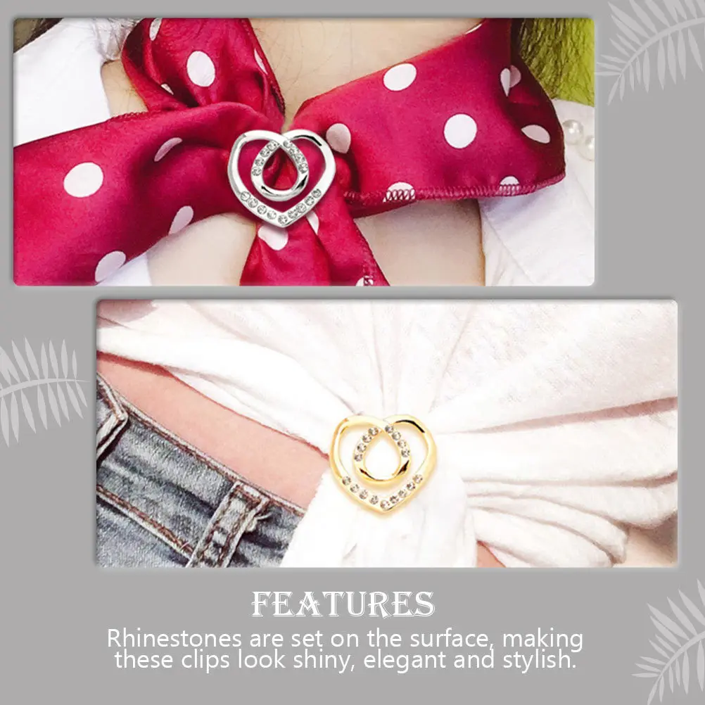 

8pcs Alloy Scarf Clips Rhinestone Crystal Buckle For Women Shawl Pin Clothing Accessories Scarf Ring Fastener Elegant Clasp