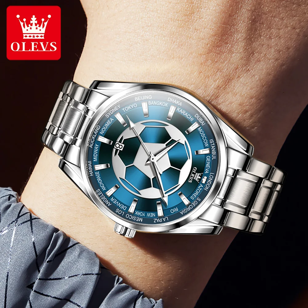 OLEVS Mens Watches Basketball Pattern Fashion Quartz Wristwatch For ManStainless Steel Watch Bands Date Waterproof 9949