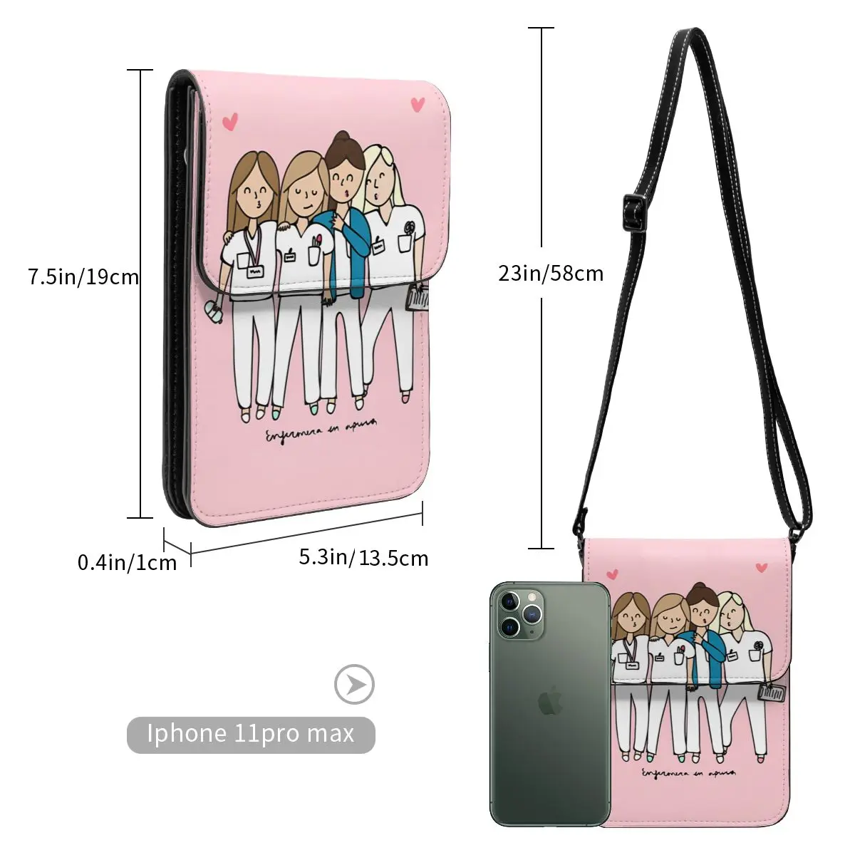 Cartoon Doctor Nurse Shoulder Bag Enfermera En Apuros Grocery Outdoor Female Mobile Phone Bag Gift Funny Leather Bags