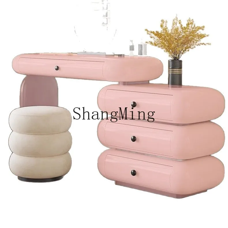 

SM Light Luxury Solid Wood Dressing Table Bedside Cabinet Integrated High-End Large Apartment Bedroom Cream Style Makeup Table