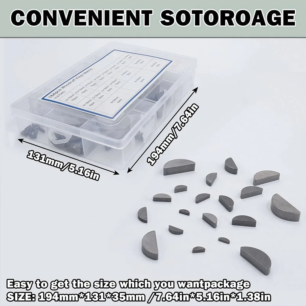 

Ассортимент ключей Woodruff, 164 шт., метрический набор, 17 размеров, набор ключей из углеродистой стали, ключ Woodruff, коленчатый вал