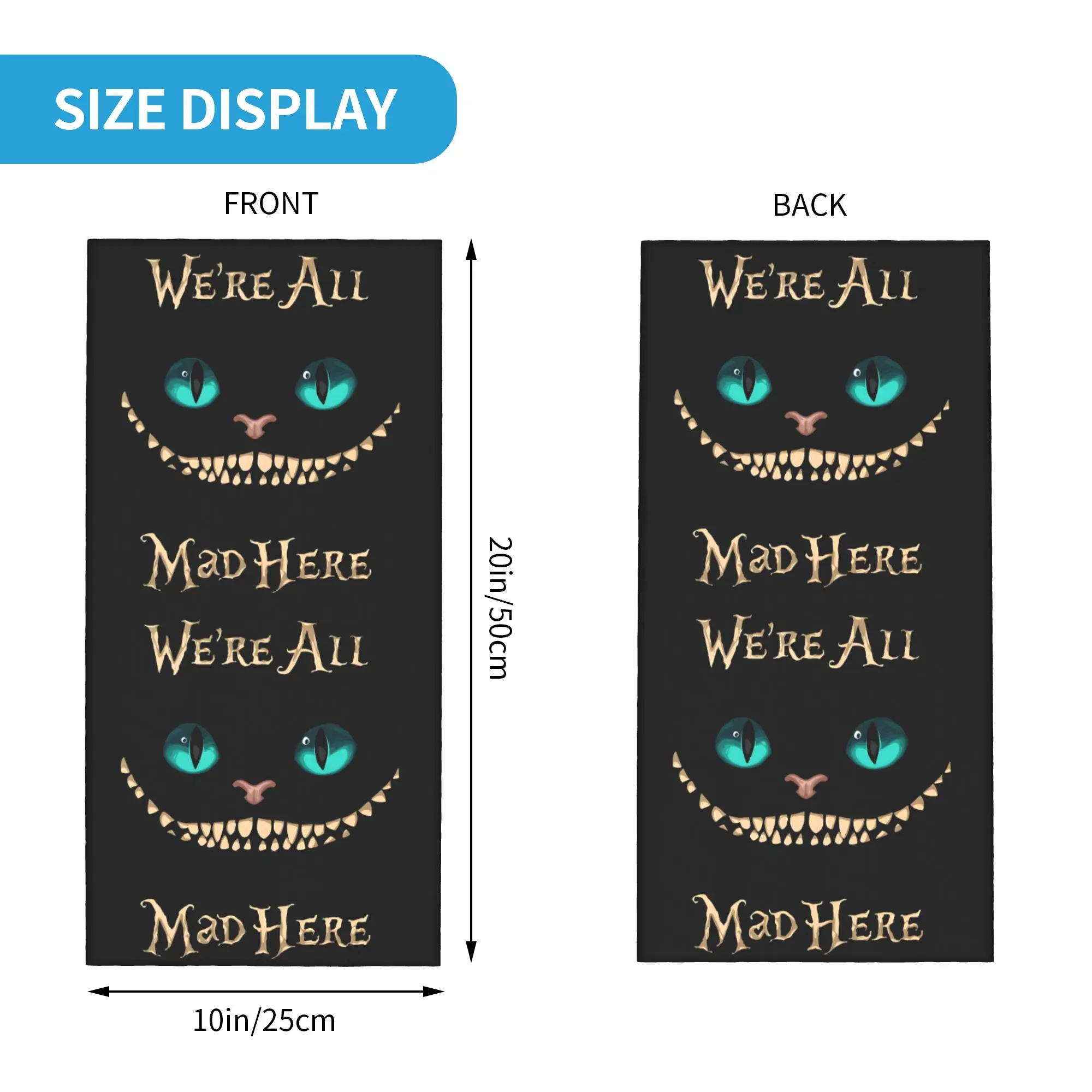 Custom C-Cheshire Cat Bandana Neck Warmer Women Men Winter Ski Hiking Scarf Gaiter A-Alice In W-Wonderland Face Cover