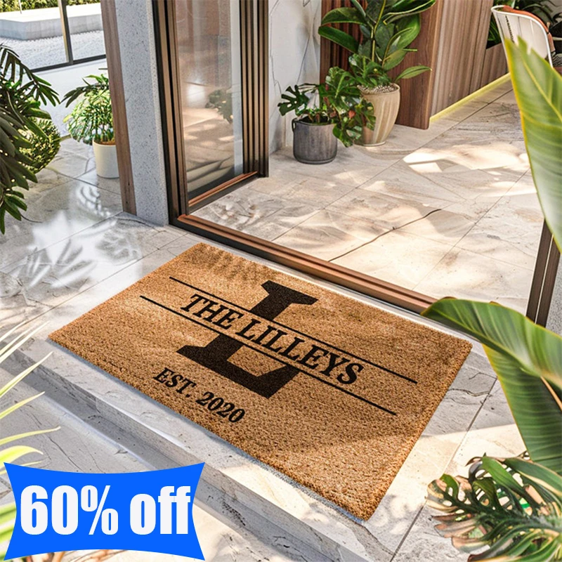 

Personalized Beach Door Mat Coconut Fiber Floor Mat Customized Entrance Door Mat Housewarming Gift Dust Removal and Anti-Slip