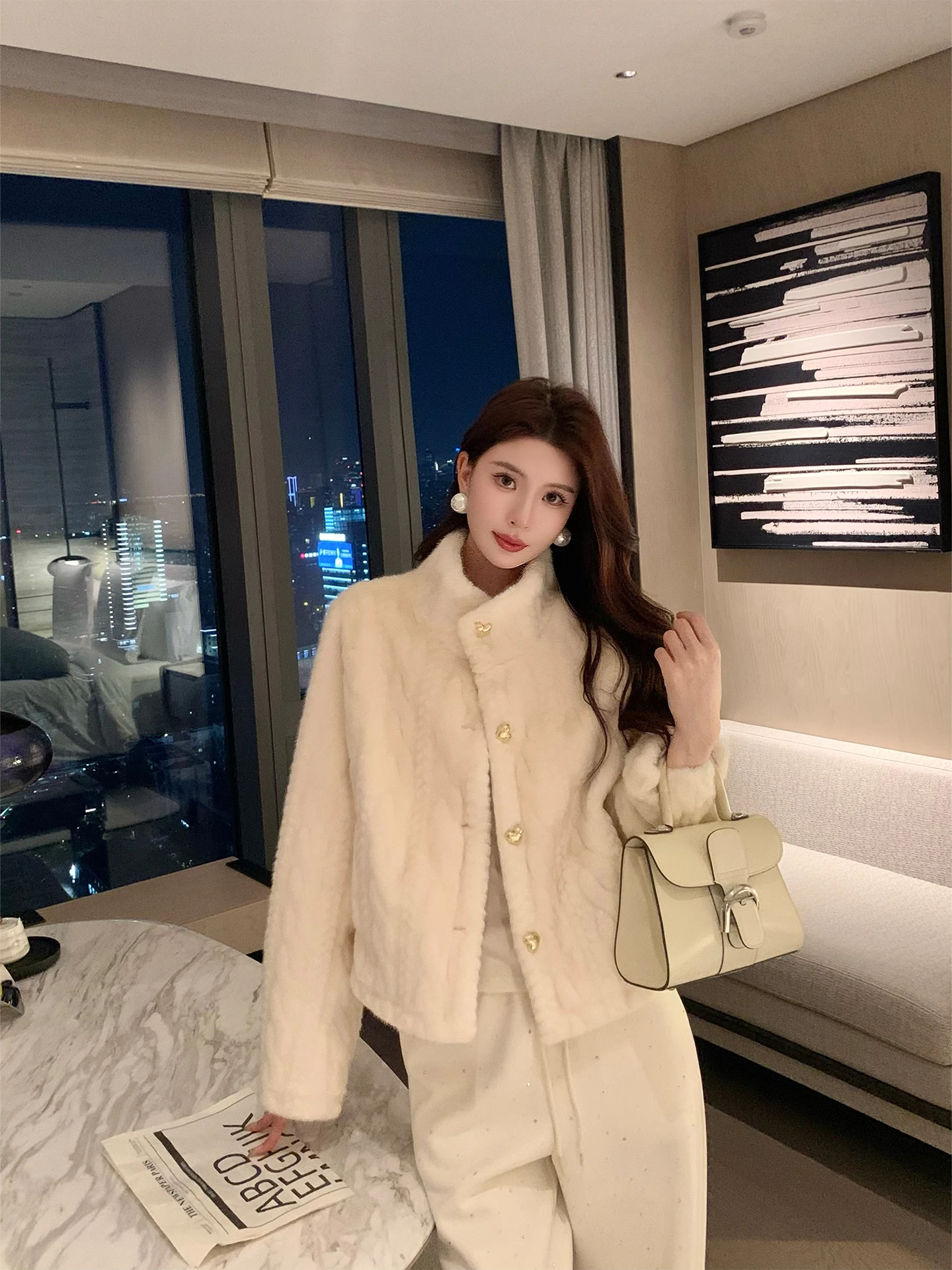 

Kun Total Serbian Winter Thiened Stand Collar Fur Coat Women Luxury Elegance Environmental Leather New Casual Sle Stan...