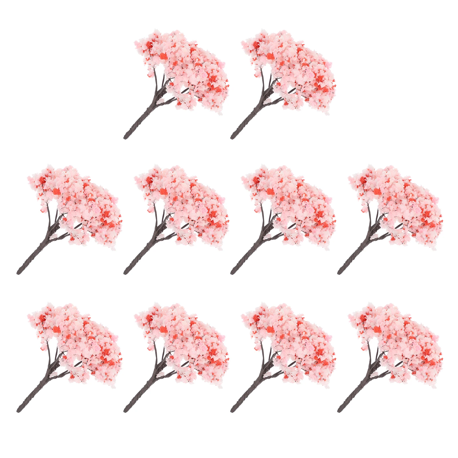 

10Pcs Miniature Cherry Blossom Trees Artificial Bonsai for DIY Micro Landscape Scenery Decoration Faux Flower Craft Ornamental