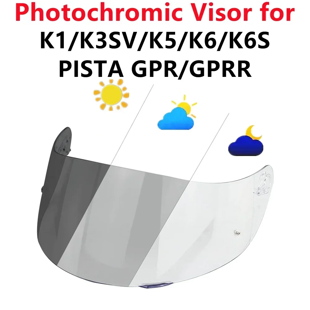 Photochromic Helmet Shield Visors for AGV K1S/K3SV/K5/K5S/K6/K6S Pista GPR/GPRR CORSA R Visors Visera Casco Moto Parts